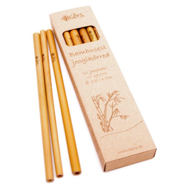 Bambusest joogikõrred, karbis 10tk